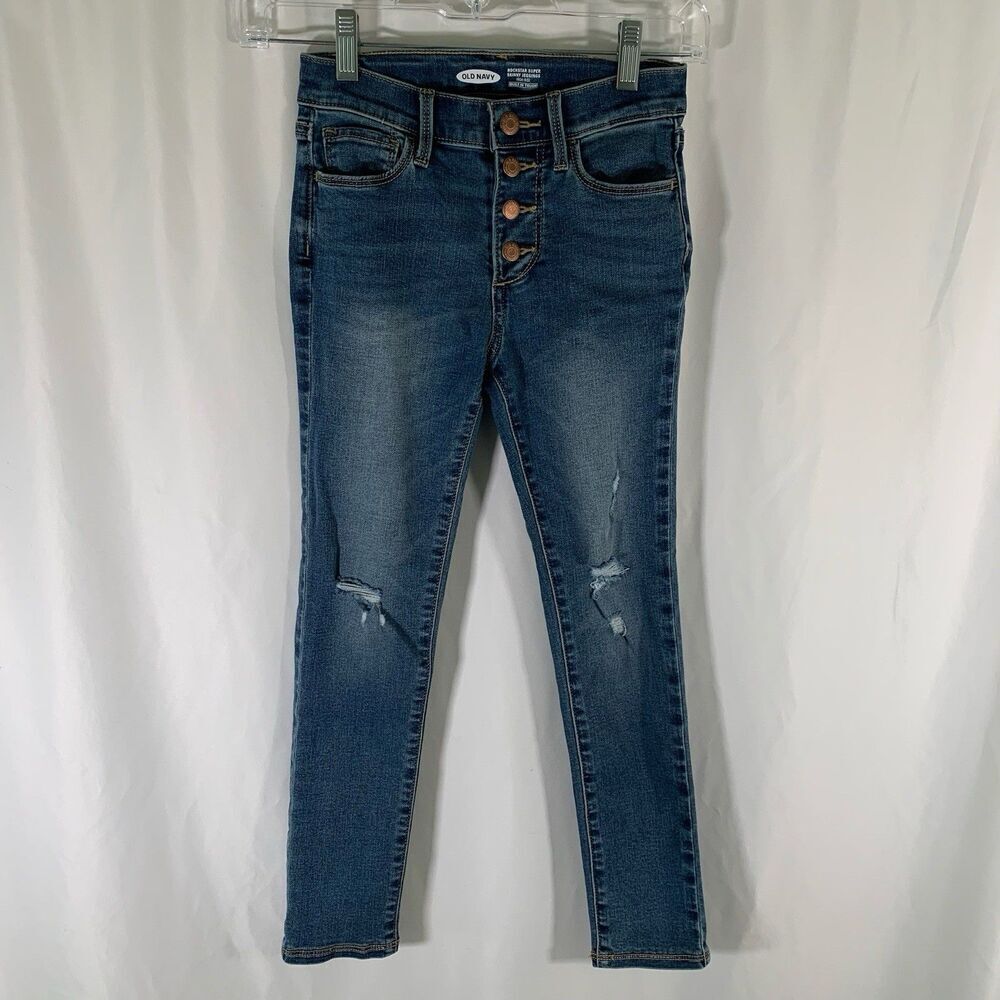 Old Navy Jeggings Girls 8 Medium Wash Denim Rockstar Super Skinny Adjustable